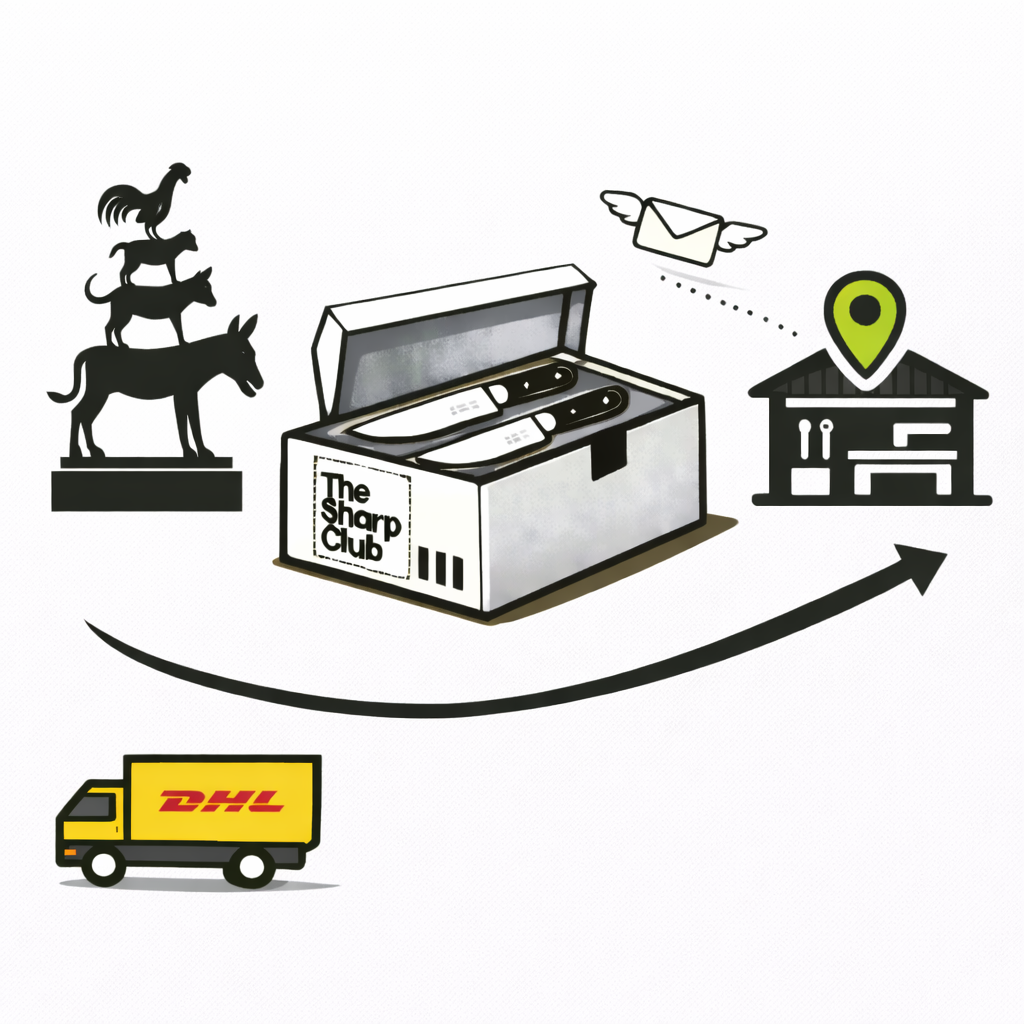 Die Messerbox wird an die Werkstatt gesendet. 