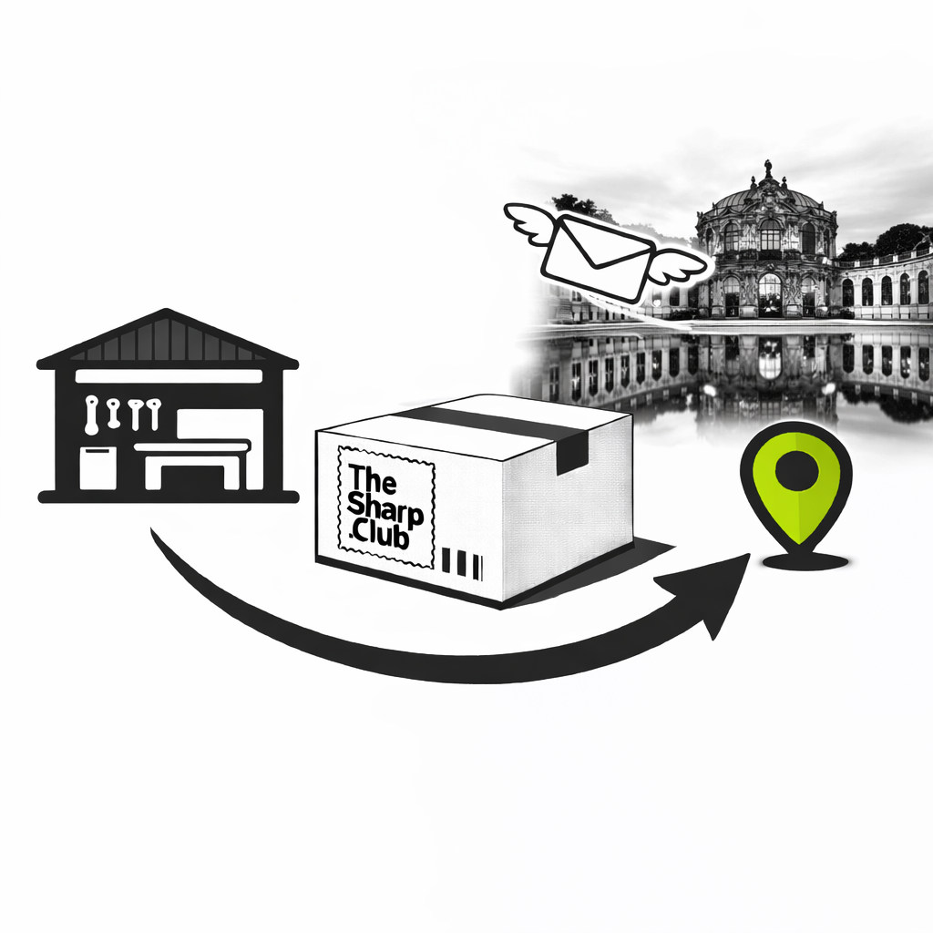 Die Versandbox wird nach Dresden verschickt.