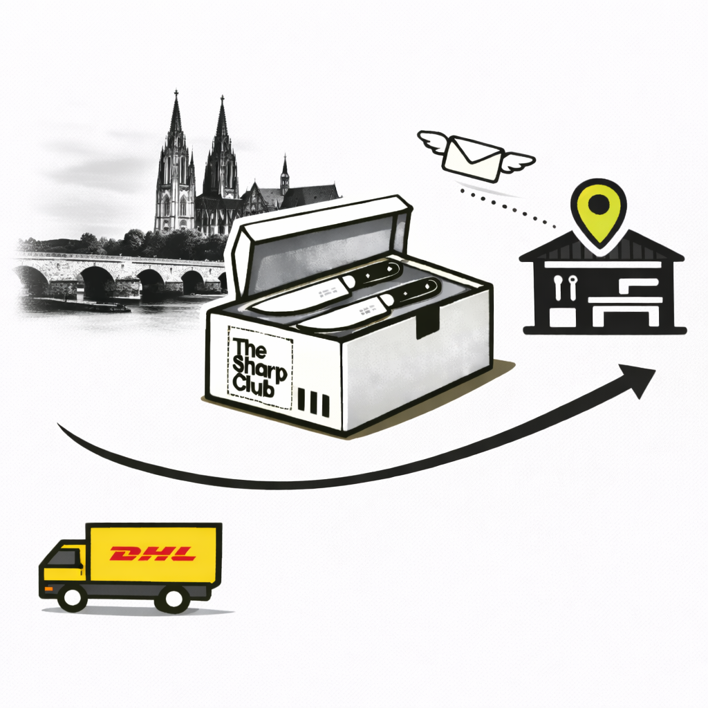 Die Messerbox kommt zurück zur Werkstatt.