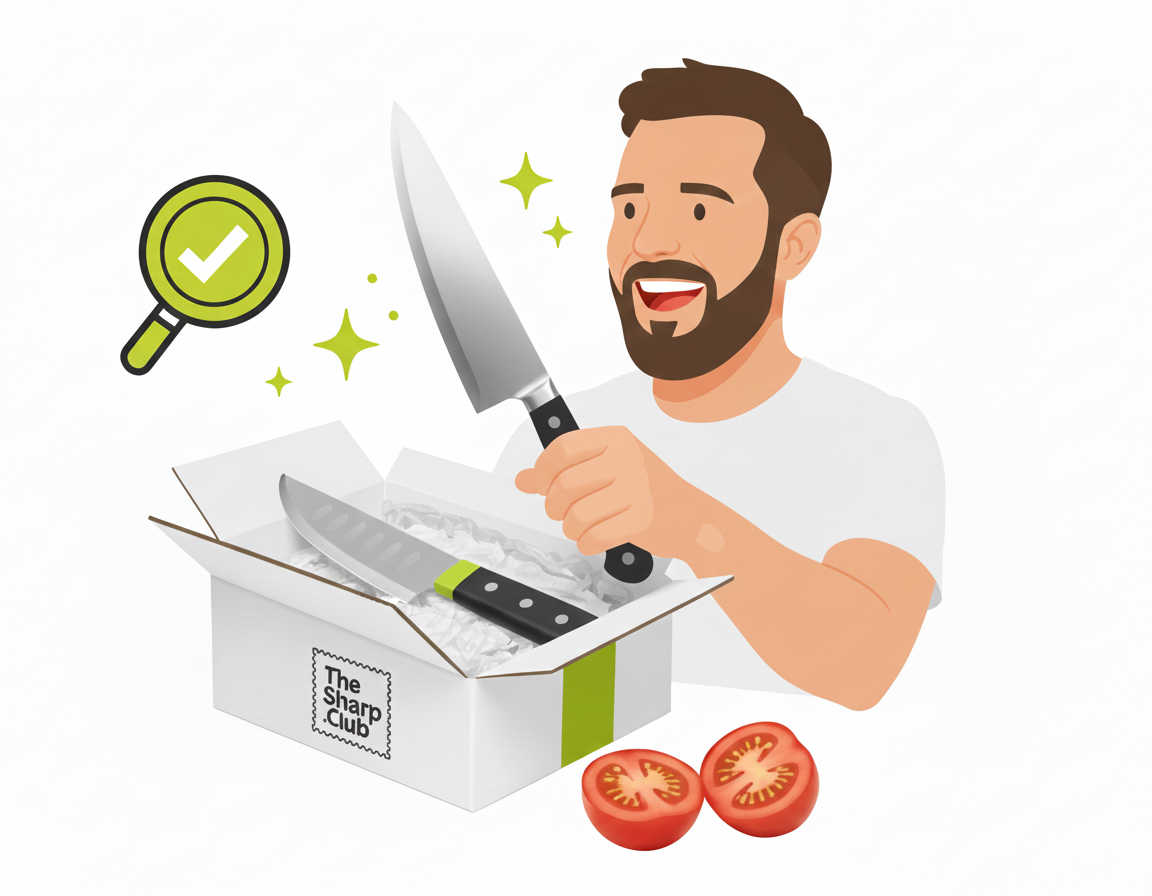 Der Kunde erhält seine geschliffenen Messer